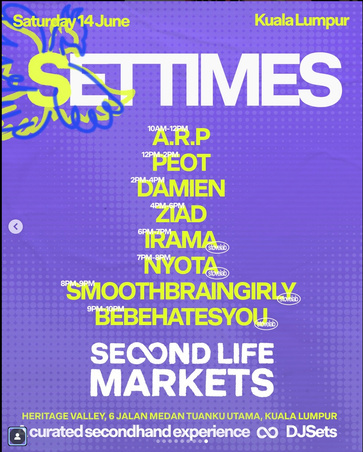 Second Life Markets set times poster